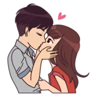 💏 cium, pasangan, cinta, romansa, kartun, hati, kasih sayang telegram sticker