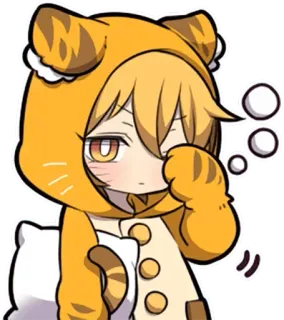 😪 Chibi, Anime, Dormilón, Gato, Pijama entero, Kawaii whatsapp sticker