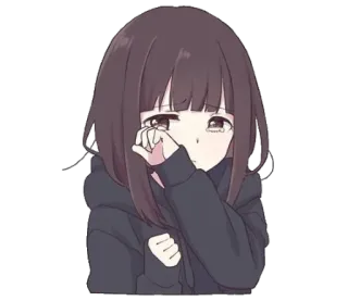 😢 animé, fille, pleurer, triste, dessin animé telegram sticker