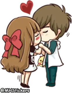 💏 dibujos animados, beso, amor, pareja, corazón whatsapp sticker