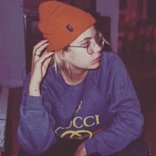 🍓 GUCCI woman, fashion, style, beanie, glasses, casual, portrait telegram sticker