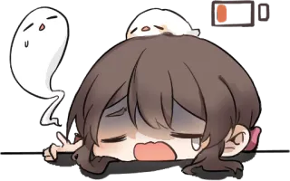 😵 Аниме, Мультфильм, Призрак, Уставший, Измученный, Разряжен telegram sticker