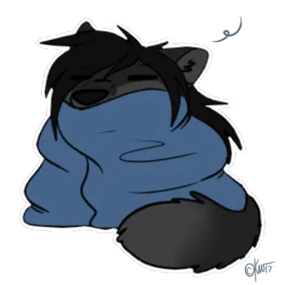😌 Lobo, Furry, Aconchegante, Cobertor, Fofo, Desenho animado, Animal telegram sticker