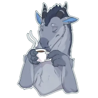 ☕ furry, antro, café, bebida, animal, monstro, fofo, relaxante telegram sticker