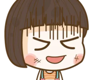 😆 Dessin animé, Emoji, Fille, Joyeux, Mignon, Personnage telegram sticker