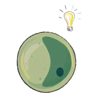 💡 bombilla, idea, célula, ciencia, biología, innovación whatsapp sticker