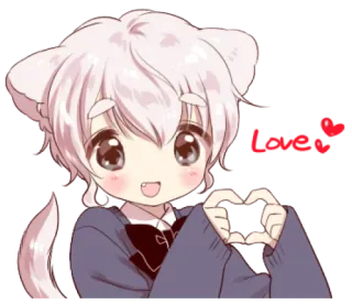 💖 Love Anime, Niedlich, Liebe, Herz, Kawaii, Figur whatsapp sticker