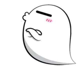 😑 spook, cartoon, schattig, wit, boos telegram sticker