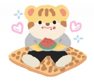 🐯 かわいい, 動物, カワイイ, ステッカー, 漫画, くま, スイカ whatsapp sticker
