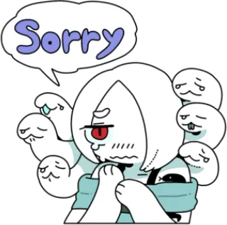 🙇‍♀️ Sorry sorry, apology, cartoon, cute, illustration telegram sticker