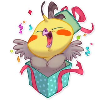 🎁 Nymphensittich, Vogel, Geschenk, Präsent, Feier, Süß, Fröhlich telegram sticker