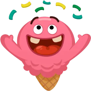 🎉 ice cream, happy, cute, cartoon, dessert, food telegram sticker