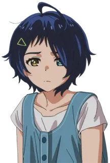 🙂 Ai Ohto Wonder Egg Priority Anime, Charakter, Traurig, Mädchen, Blaue Haare telegram sticker