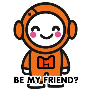 ☺️ BE MY FRIEND? 友情, ロボット, 可愛い, オレンジ, 漫画, 質問 telegram sticker