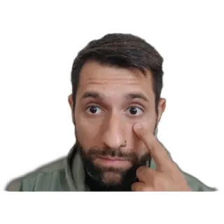 😁 homem, retrato, dedo, olho, rosto whatsapp sticker