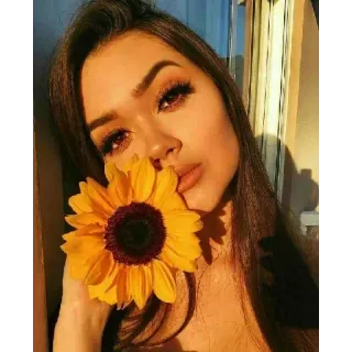 🌹 Frau, Sonnenblume, Porträt, Schönheit, Mädchen, Person, Blume whatsapp sticker