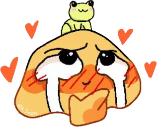 🐸 emoji, cute, kawaii, sad, frog, heart, tears telegram sticker