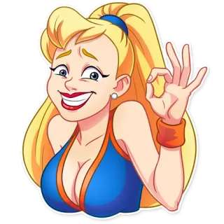 👌 Cartoon, Frau, Blond, Sticker, OK-Zeichen telegram sticker