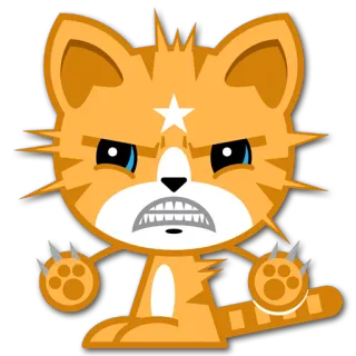 😠 Katze, wütend, Stern, Cartoon, Katzenartig, Tier whatsapp sticker