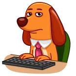 🧑💻 개, 컴퓨터, 키보드, 일, 사무실, 넥타이 telegram sticker