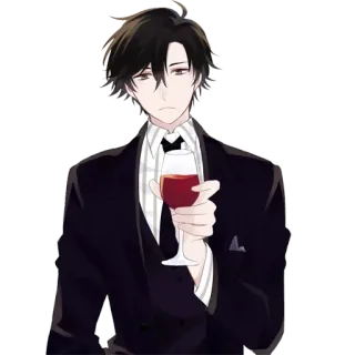🍷 Anime, Homme, Vin, Formel, Costume telegram sticker