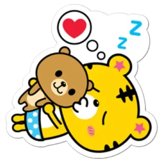 ❤️ Z tigre, orsetto, cuore, sonno, cartone animato, carino telegram sticker