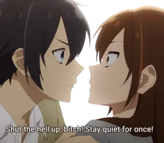 ❤ Shut the hell up, bitch! Stay quiet for once! Anime, Streit, Kampf, Wütend, Beleidigung telegram sticker
