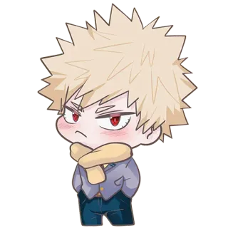 😕 Bakugo My Hero Academia anime, personage, blond, manga, boos telegram sticker
