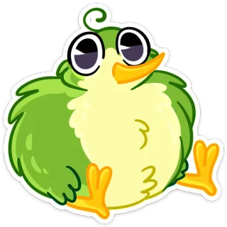 🥺 pássaro, verde, bonito, desenho animado, adesivo, animal telegram sticker