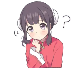 ❓ Garota anime, Ponto de interrogação, Confuso, Pensando, Fofo, Desenho animado, Expressão, Sticker telegram sticker