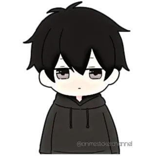🙂 anime, boy, sad, cartoon, chibi, hoodie telegram sticker