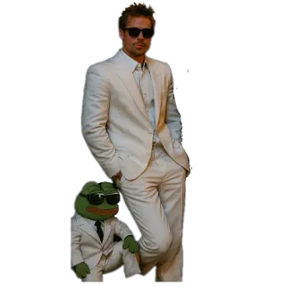 👗 brad pitt, pepe o sapo, terno, óculos de sol, meme, personagem telegram sticker