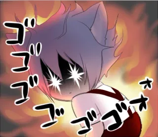 😈 ゴゴゴゴ Anime, Manga, Tai mèo, Mắt lấp lánh, Tượng thanh, Tiếng Nhật whatsapp sticker