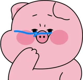 😶 maiale, cartone animato, piangere, triste, emoji, adesivo telegram sticker