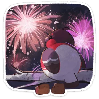 🎇 Vogel, Feuerwerk, süß, Feier, Funke, Winter, Natur telegram sticker