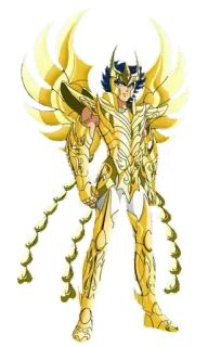 😒 armadura, oro, personaje, caballero, anime, manga telegram sticker