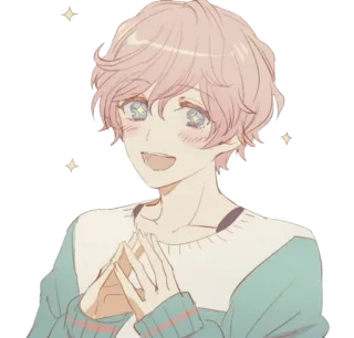 😃 Anime Junge, Glitzer, Süß, Kawaii, Rosa Haare, Digitale Kunst whatsapp sticker