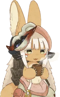 🍵 Nanachi Made in Abyss อนิเมะ, นาานาจิ, น่ารัก, คาวาอิ, มังงะ, ชา whatsapp sticker