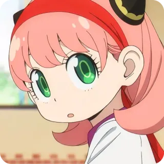 🙂 Anya Forger Spy x Family Anime, Kreskówka, Postać, Spy x Family, Anya Forger, Różowe włosy, Słodkie, Dziewczyna telegram sticker