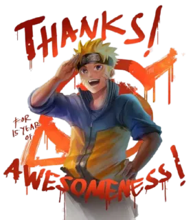 👍 Naruto Thanks! For Awesomeness! аниме, Наруто, спасибо, круто, персонаж, приветствие, салют telegram sticker