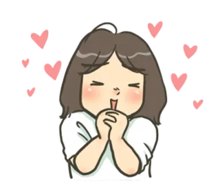 😍 하트, 사랑, 만화, 소녀, 애정, 귀여운 whatsapp sticker