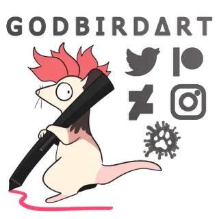🎨 GODBIRDART art, artist, digital art, cartoon, mouse, drawing telegram sticker