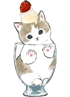 🍧 gato, fofo, sobremesa, morango, sorvete telegram sticker