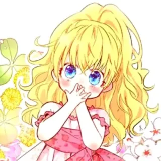 😶 Anime, Mädchen, Kind, Süß, Blond, Blumen, Cartoon whatsapp sticker