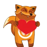 ♥️ fox, heart, love, animal, cute, cartoon, sticker whatsapp sticker