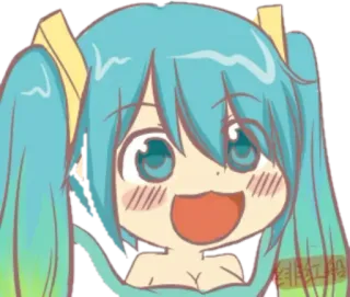 😀 Hatsune Miku Аниме, Вокалоид, Милый, Чиби, Каваий telegram sticker