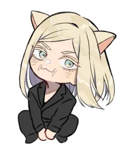 ☺️ หูแมว, จิบิ, นั่ง, น่ารัก, แฟนอาร์ต, มังงะ telegram sticker