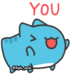 ❤️ YOU 고양이, 파란색, 만화, 귀여운 telegram sticker