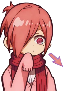 ↘️ animé, mignon, rose, écharpe, personnage telegram sticker