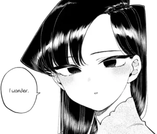 🙂 Komi Shouko Komi Can't Communicate I wonder. komi san, komi não consegue se comunicar, anime, mangá, shouko komi, maravilha, pensando whatsapp sticker
